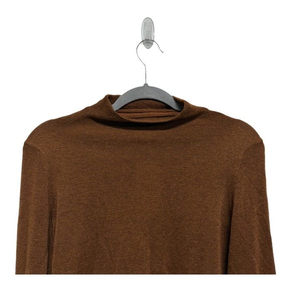 Esqualo Wool Blend Brown Mock Neck Sweater Size Small NWT Layering Minimalist - Picture 2 of 6
